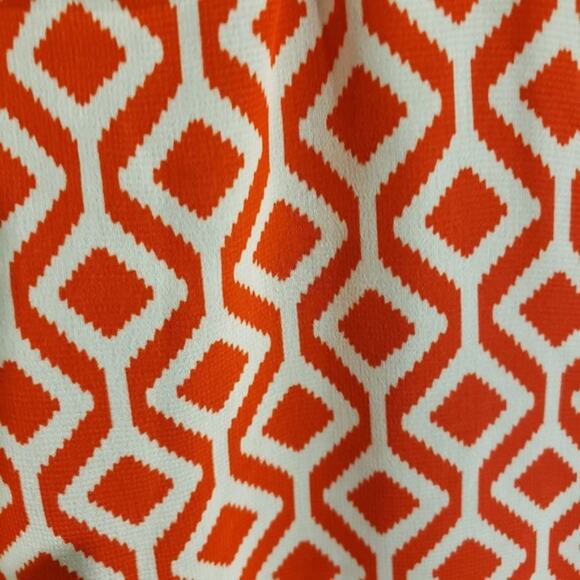 41 Hawthorn Stitch Fix Semi Sheer Geo Orange Ivory Swifty Studded Blouse Sz M - Picture 6 of 8